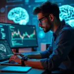 Разработчик за ноутбуком использует новый AI-инструмент Яндекса для программирования