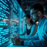 Разработчик работает с AI-инструментом генерации SQL-запросов и оптимизации баз данных